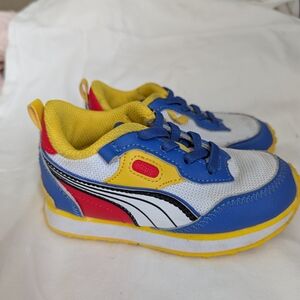 Puma Blue and Yellow Retro Sneakers for Active Style